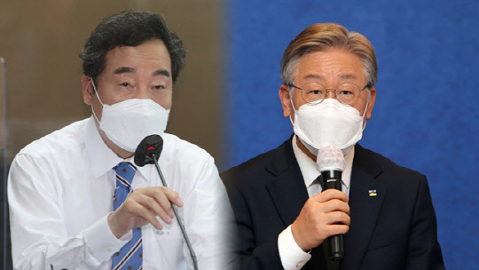 이낙연(왼쪽) 더불어민주당 전 대표와 이재명 경기도지사. 연합뉴스